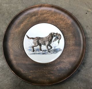 Vintage Chesapeake Bay Retriever Cheese Plate Wood/ceramic