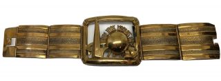 1939 York Worlds Fair Art Deco Gold Plated Chunky Bracelet
