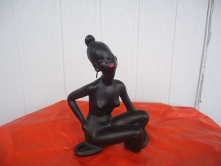 Vintage Retro Nude Black Lady George Barsony Signed Figurine Or Lamp Base