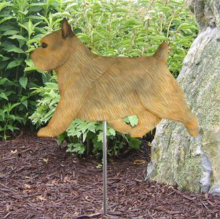 Norwich Terrier Outdoor Garden Dog Sign Hand Painted Figure Grizzle