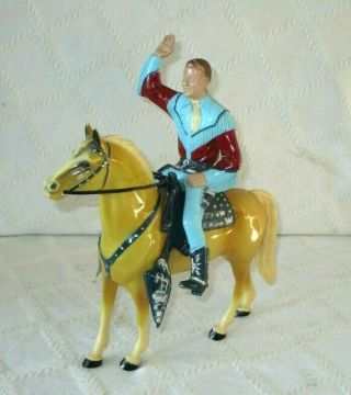 Vintage Hartland Roy Rogers & Trigger Horse - Wavy Tail - Saddle Figure - Toy - 1950 