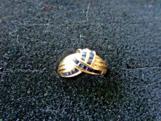 Vintage 14k Ladies Solid Yellow Gold With Sapphires 4.  2 Grams Size 8 1/4 Good