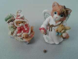 Set Of 2 1995 Priscilla Hillman Cherished Teddies Christmas Figurines