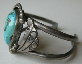 Vintage Native American Navajo Indian Sterling Silver Turquoise Cuff Bracelet 2