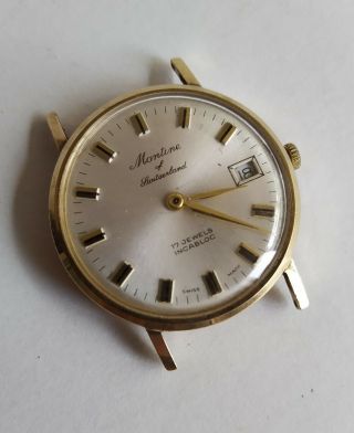 9ct Gold Montine Vintage Gents Watch 7g Scrap? Spares/repairs