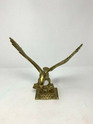 Large 12 x 10 Vintage Solid Brass Eagle Perched on Branch Statue Bird US 3