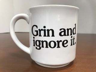 Vtg Boynton Grin and Ignore It Coffee Tea Mug Cup White Grinning Cat 2