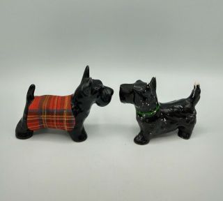 Vintage Set 2 Black Ceramic Scottish Terrier Figurines Scottie Dogs England 3