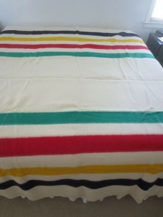 Vintage Hudson’s Bay 6 Point Wool Blanket Queen Size 90x100 England
