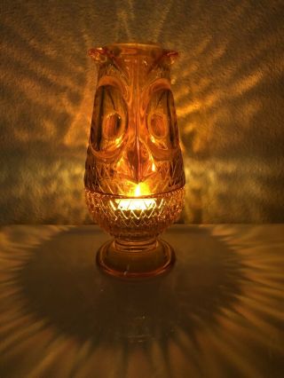 Perfect Vintage Viking Orange Owl Fairy Lamp Mcm Autumn Candle Holder Neat