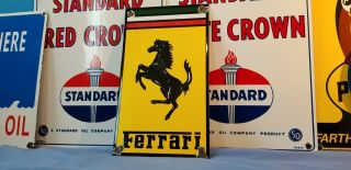 Vintage Ferrari Porcelain Gas Italian Automobile Service Station Dealership Sign