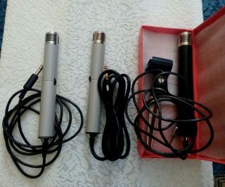 Three Vintage Soviet Condenser Microphone Electric.  Lomo.  Mke - 271,  Mke - 100