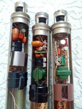 Three Vintage Soviet Condenser Microphone Electric.  LOMO.  MKE - 271,  MKE - 100 2