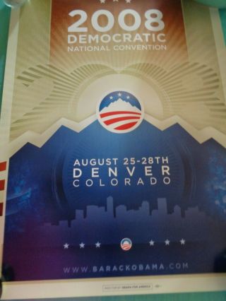 Barack Obama Democratic National Convention Poster 2008 Authentic