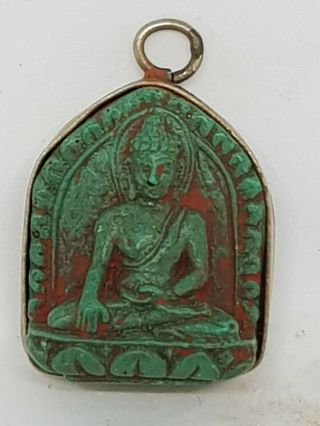 Fantastic Ancient Silver Pendant Stone Religious Goddess Gandhara 4,  7 Gr 30 Mm