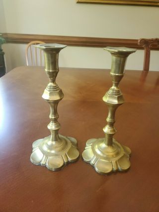 Vintage Solid Brass Gatco Candlestick Pair 9 1/4 " Tall,  Heavy