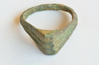 Greek Roman Byzantine Medieval Bronze Ring 100 - 1200 Ad Sz 6 3/4