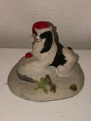 Vintage Japanese Chin Dog Christmas Sculpture Figurine By Earl Sherwam 1986 Rare