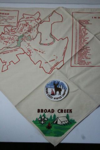 Vintage Broad Creek Boy Scout Camp Neckerchief Eager Beavers Bsa Uniform Scarf