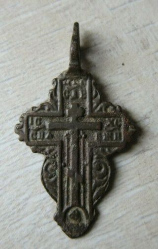 Rare 16th Cent.  Handcarved Orthodox " Old Believers " Bronze Cross Very Rare Type