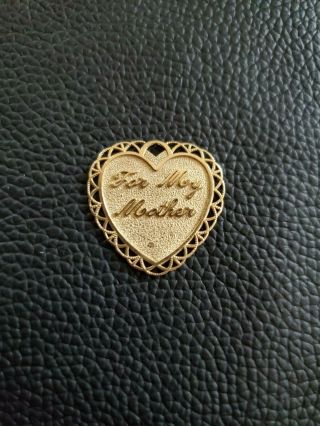 Vintage Solid 14k Yellow Gold For My Mother Heart Shaped Charm Pendant