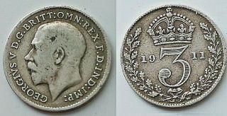Solid Silver Coin Threepence 1911 Ronald Reagan Born Birth Year 3d Retro Antique