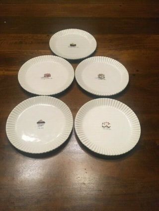 Rae Dunn Vintage Magenta Cheesecake Dessert Plates Set Of 5 Chocolate Marble Pie