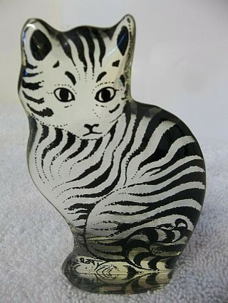 Vintage A.  Palatnik Lucite Acrylic Feline Cat Kitten Figurine Sculpture 2592