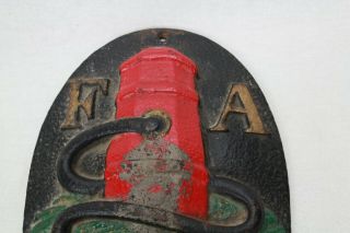 Antique Cast Iron Fire Mark Insurance Association of Philadelphia FA Plaque 2