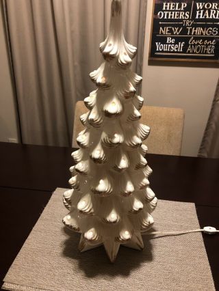 Vintage Atlantic Mold 24” White Ceramic Christmas Tree -