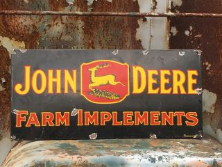 Vintage Porcelain John Deere Farm Implements Gas And Oil Sign