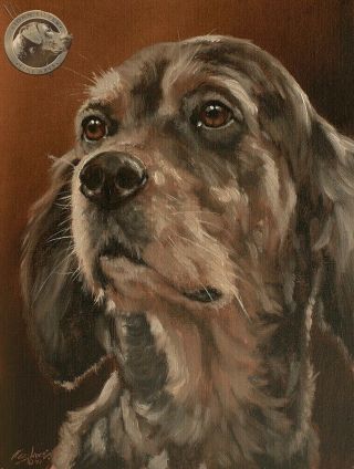 English Setter Dog Portrait Oil Painting By Master Artist John Silver