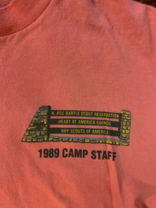 Hoac H.  Roe Bartle Scout Reservation Vintage Staff Shirt Mic - O - Say 1989 Salmon