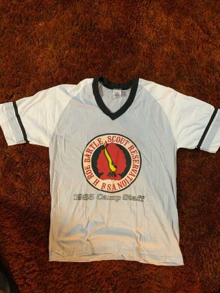 Hoac H.  Roe Bartle Scout Reservation Vintage Staff Shirt Mic - O - Say 1985 Baseball