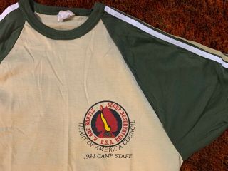 Hoac H.  Roe Bartle Scout Reservation Vintage Staff Shirt Mic - O - Say 1984 Baseball