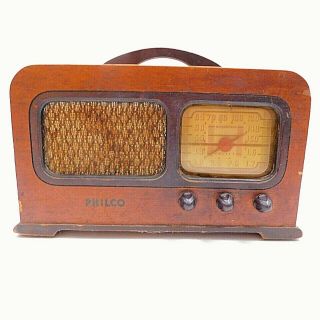 Vintage 1941 Philco Broadcast Police Radio Mod 41 - 220 Tube Radio Wood Box