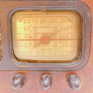 Vintage 1941 Philco Broadcast Police Radio Mod 41 - 220 Tube Radio Wood Box 2