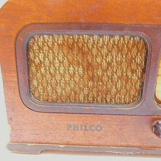 Vintage 1941 Philco Broadcast Police Radio Mod 41 - 220 Tube Radio Wood Box 3