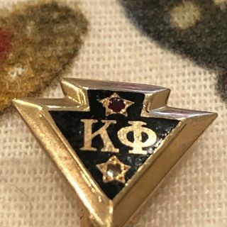 Vintage 14k Gold And Ruby Kappa Phi Fraternity Pin Enamel Ruby And Gold