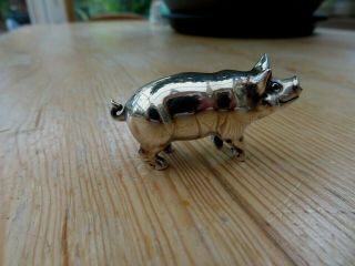 A Fine Solid Sterling Silver English Hallmarked London 1994 Figure Of A Pig