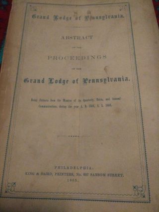 RARE 1865 CIVIL WAR Masonic Book 1864 Annual Proceedings Freemasons Pennsylvania 2