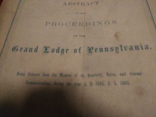RARE 1865 CIVIL WAR Masonic Book 1864 Annual Proceedings Freemasons Pennsylvania 3