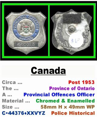 Obsolete Wallet Badge • Canada - On • Prov 