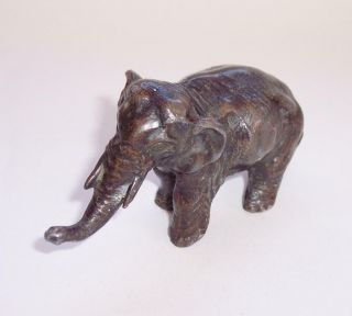 Antique Victorian Small Bronzed Spelter Metal Elephant Figure Ornament