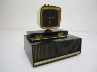 Vtg 1950s Mcm Philco Predicta Tv Style Am Tube Radio Clock H - 765 - 124 Black