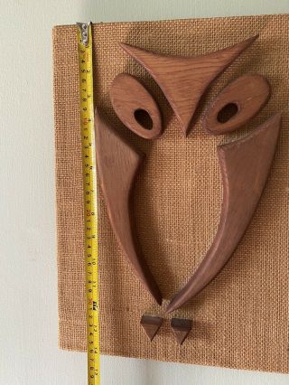 Mid Century Vintage Hanging Owl Art Decor Framed Picture Brutalist Sculpture 3