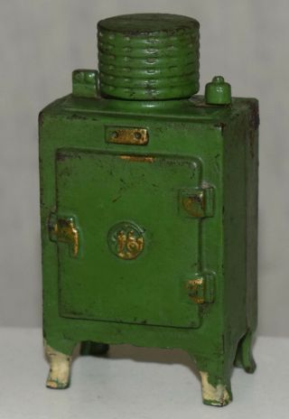 Vintage Hubley Cast Iron Bank Ge General Electric Refrigerator / Ice Box -