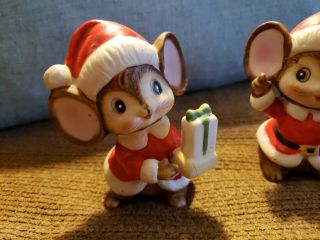 Vintage 80s HOMECO Ceramic Bisque Figurines Christmas Santa Mouse 2