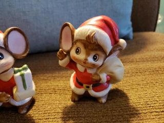 Vintage 80s HOMECO Ceramic Bisque Figurines Christmas Santa Mouse 3