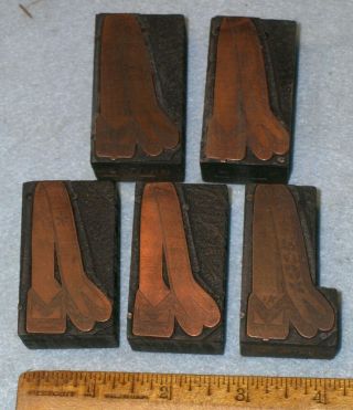 5 Antique Copper Printing Blocks Order Of Redmen Sashes Mc Lilley Br146
